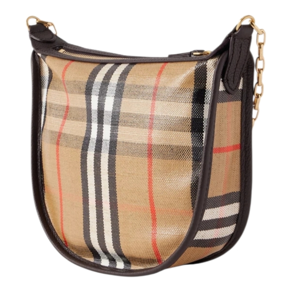 BURBERRY Leather trimmed  coated canvas shoulder bag Sand Color - Picture 4 of 16
